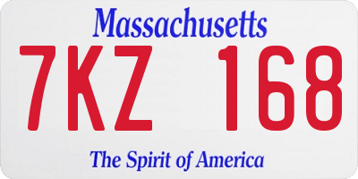 MA license plate 7KZ168