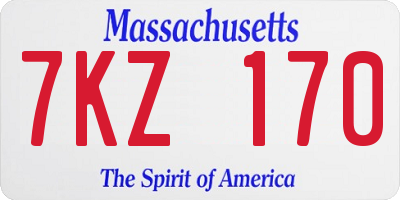 MA license plate 7KZ170
