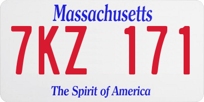 MA license plate 7KZ171