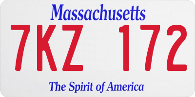 MA license plate 7KZ172