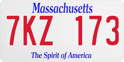 MA license plate 7KZ173