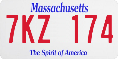 MA license plate 7KZ174