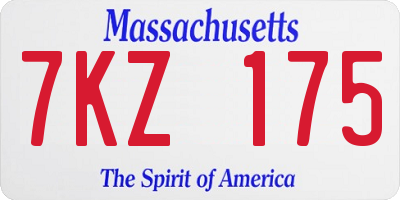 MA license plate 7KZ175