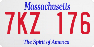 MA license plate 7KZ176