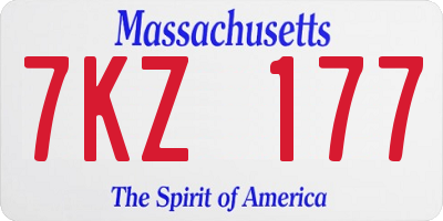 MA license plate 7KZ177