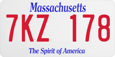 MA license plate 7KZ178