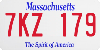 MA license plate 7KZ179