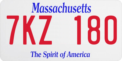 MA license plate 7KZ180