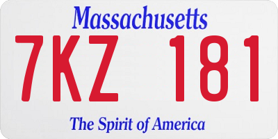 MA license plate 7KZ181