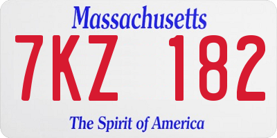 MA license plate 7KZ182