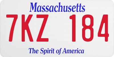 MA license plate 7KZ184