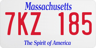 MA license plate 7KZ185