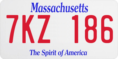 MA license plate 7KZ186