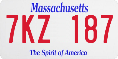 MA license plate 7KZ187
