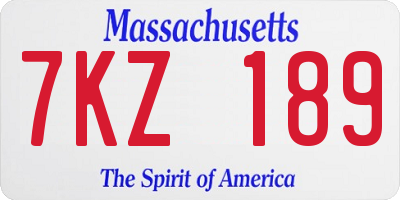 MA license plate 7KZ189