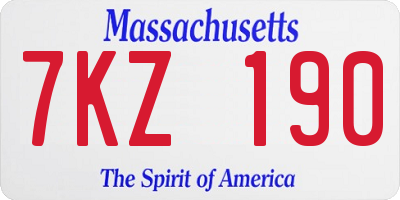 MA license plate 7KZ190