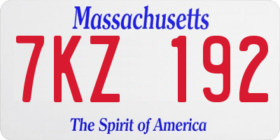 MA license plate 7KZ192