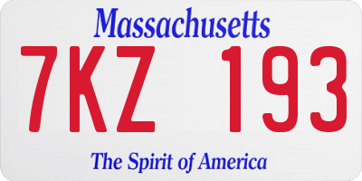 MA license plate 7KZ193