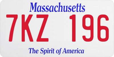MA license plate 7KZ196