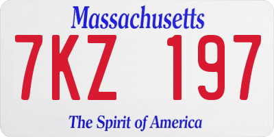 MA license plate 7KZ197