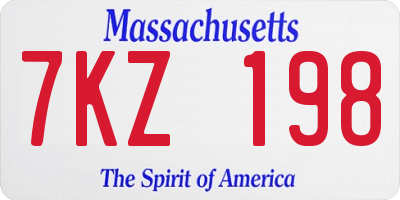 MA license plate 7KZ198