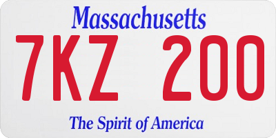 MA license plate 7KZ200