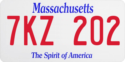 MA license plate 7KZ202