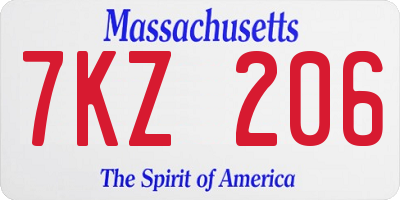 MA license plate 7KZ206