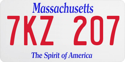MA license plate 7KZ207