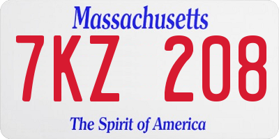 MA license plate 7KZ208