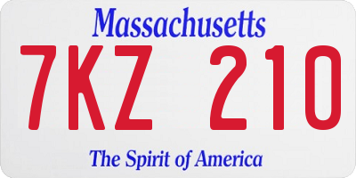 MA license plate 7KZ210