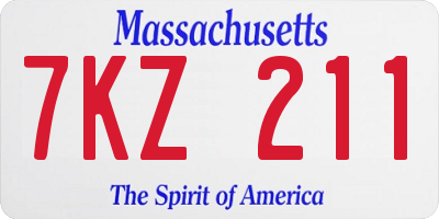 MA license plate 7KZ211