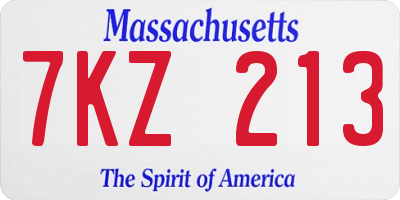 MA license plate 7KZ213