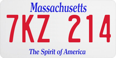MA license plate 7KZ214
