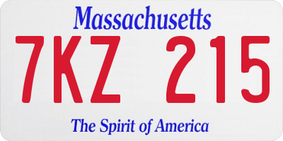 MA license plate 7KZ215