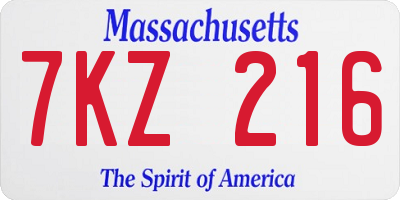 MA license plate 7KZ216