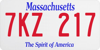 MA license plate 7KZ217