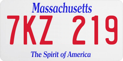MA license plate 7KZ219