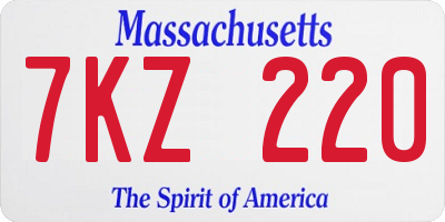 MA license plate 7KZ220