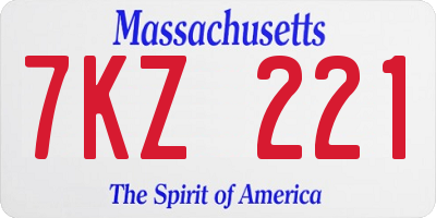 MA license plate 7KZ221