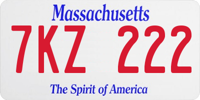 MA license plate 7KZ222