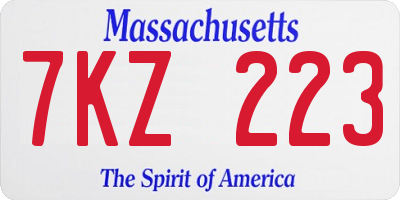 MA license plate 7KZ223