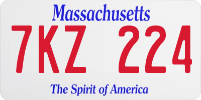 MA license plate 7KZ224