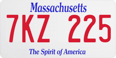 MA license plate 7KZ225