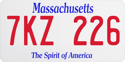 MA license plate 7KZ226