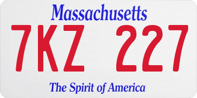 MA license plate 7KZ227