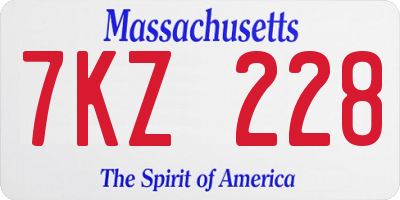 MA license plate 7KZ228