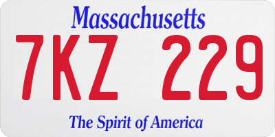 MA license plate 7KZ229