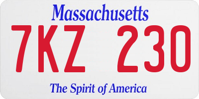 MA license plate 7KZ230