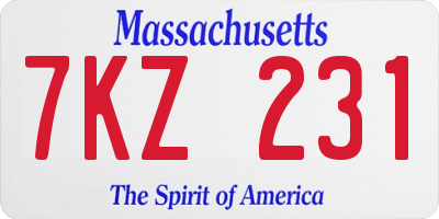 MA license plate 7KZ231